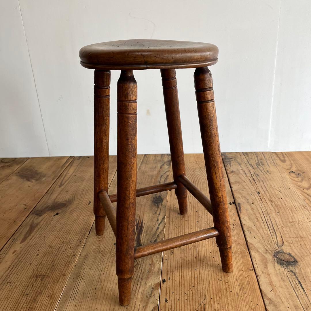 アンティーク スツール 椅子 無垢材 シャビー z858
