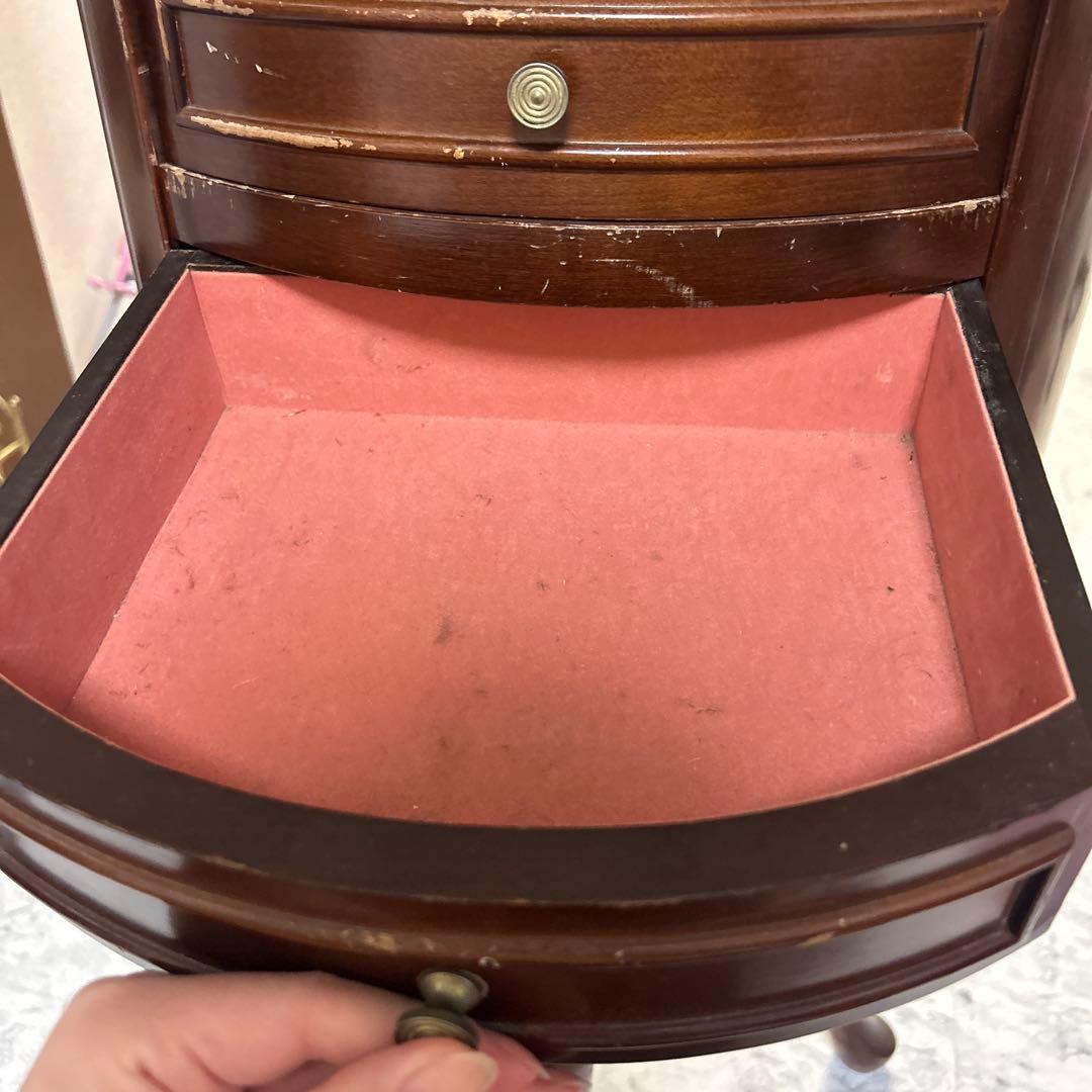 アンティーク　ジュエリーチェスト 4段 猫足　3本足　天然木