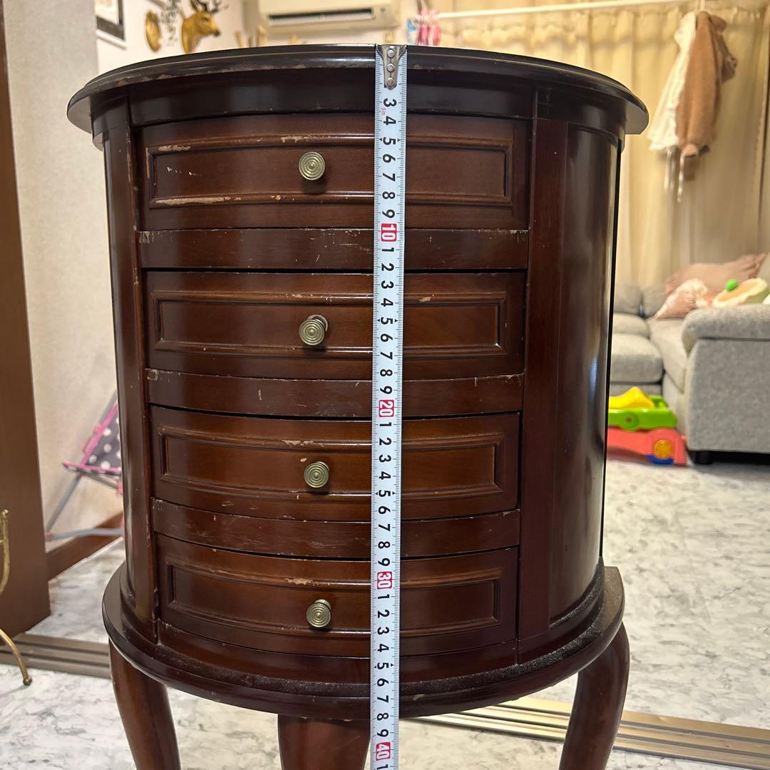 アンティーク　ジュエリーチェスト 4段 猫足　3本足　天然木