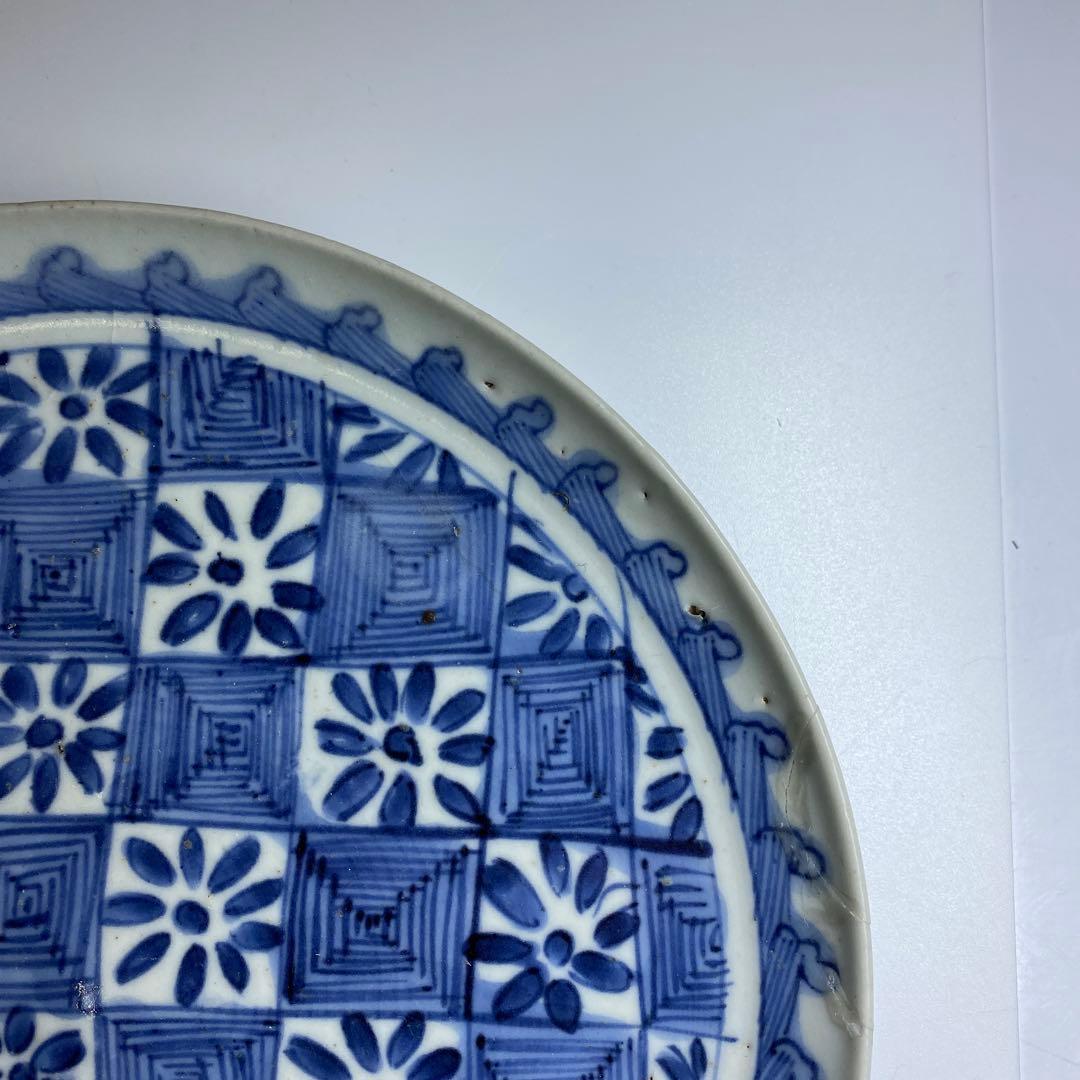 江戸初期　上手初期伊万里　染付中皿　合箱　約20㎝　東Y7-0331☆2Fトトヒ