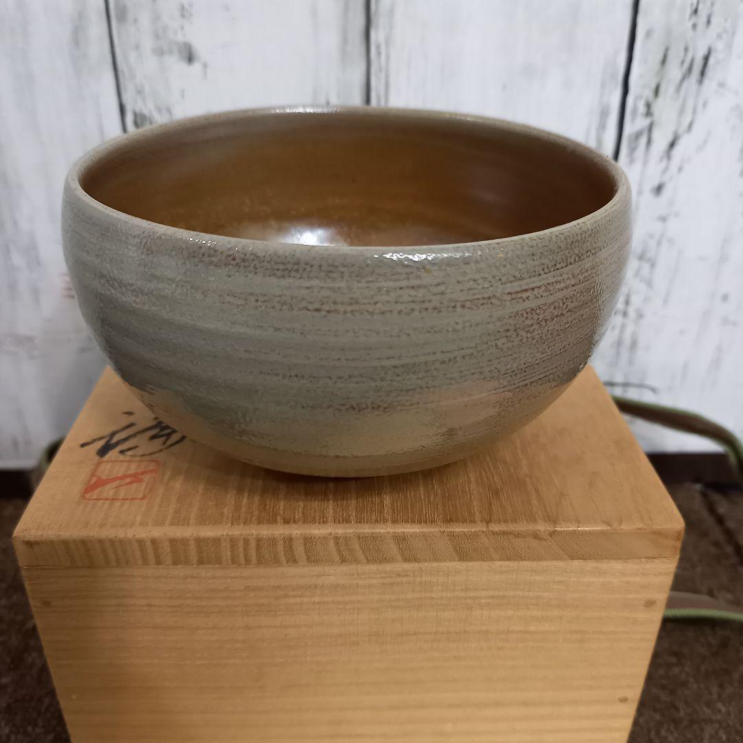 未使用 藤原謙 青備前焼 備前茶碗 備前焼茶碗 茶道具 抹茶碗