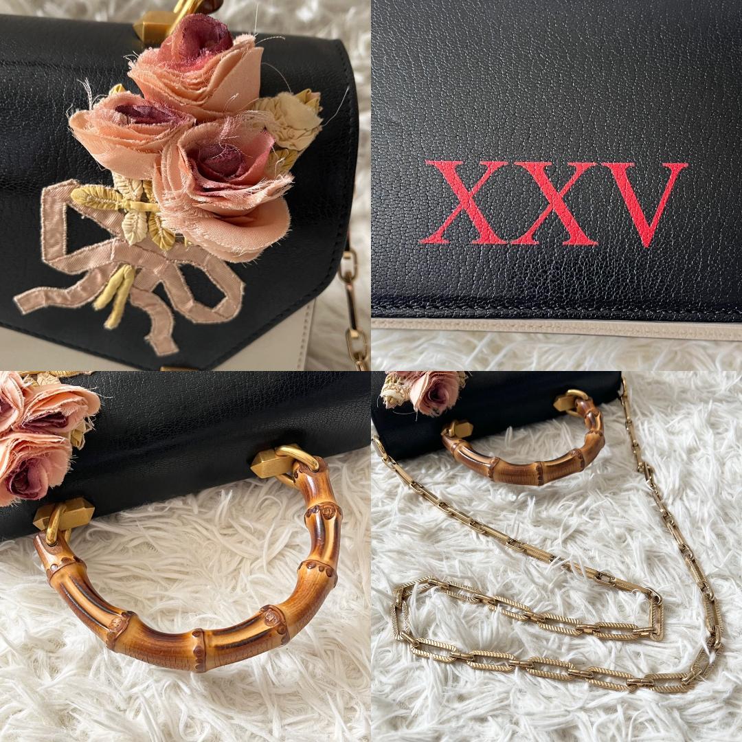 グッチ オッティリア 花刺繍 バンブー 2way ハンドバッグ パイソン