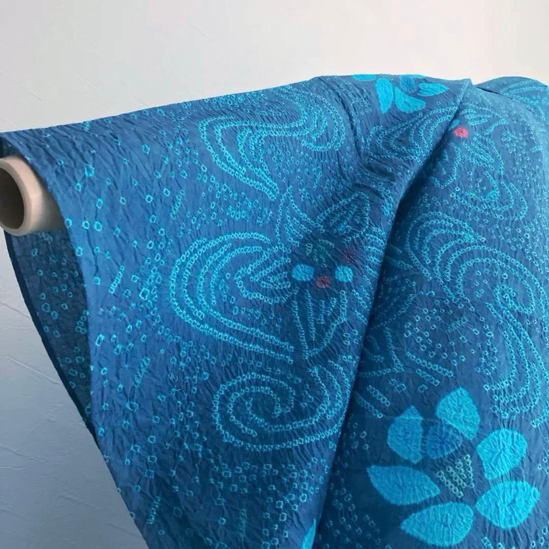 よりゆか 有松絞り・有松鳴海絞り浴衣　グレー・ターコイズNo.7-210B