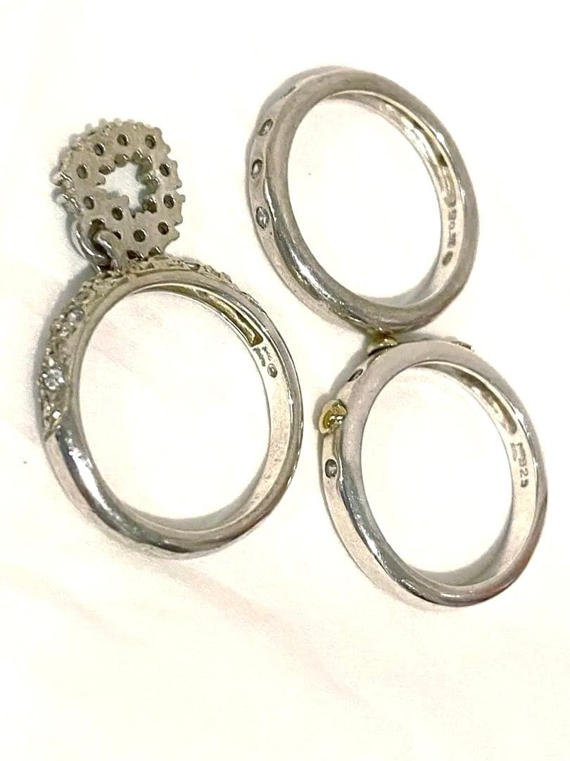 Folli Follieフォリフォリ3連リング シルバー 925 スイングハート