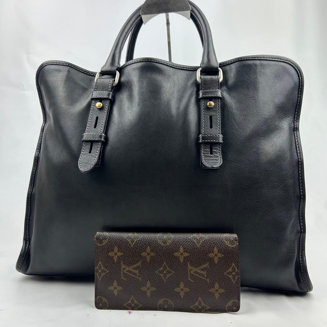 【美品】ポールスミス　ビジネスバッグ　オールレザー　2way 3層　ロゴ金具　黒