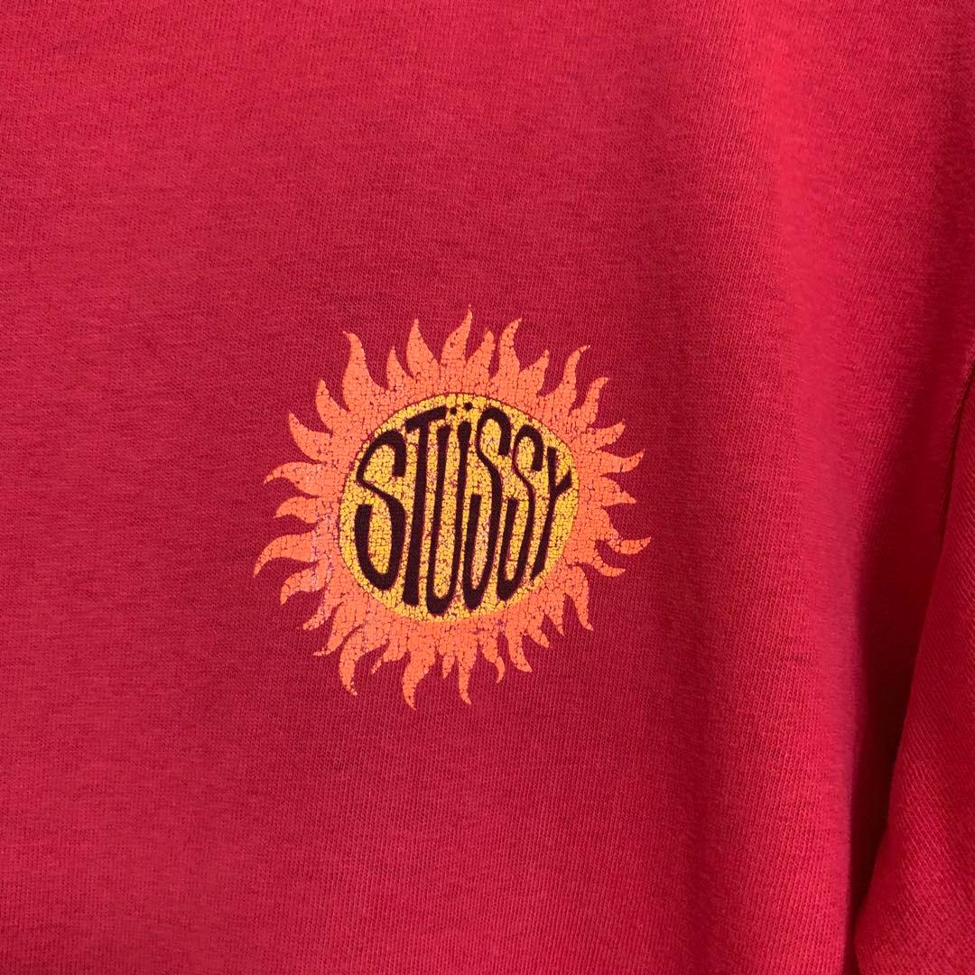 80s 前期 STUSSY USA製 黒タグ 太陽 ロゴ エンブレム Tシャツ