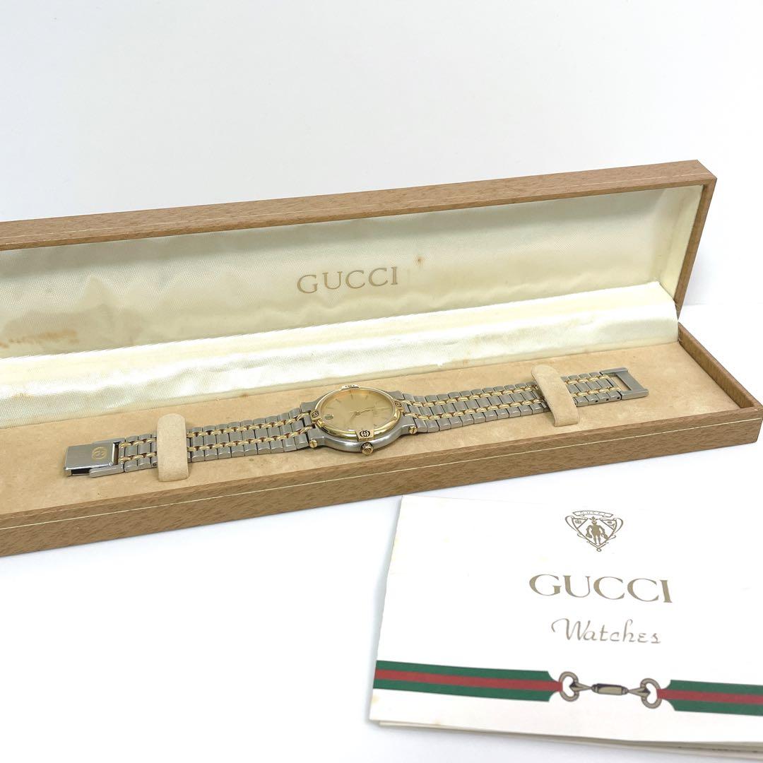 [極上品]GUCCI 9000M 腕時計 ケース付き グッチ 新品電池 ゴールド