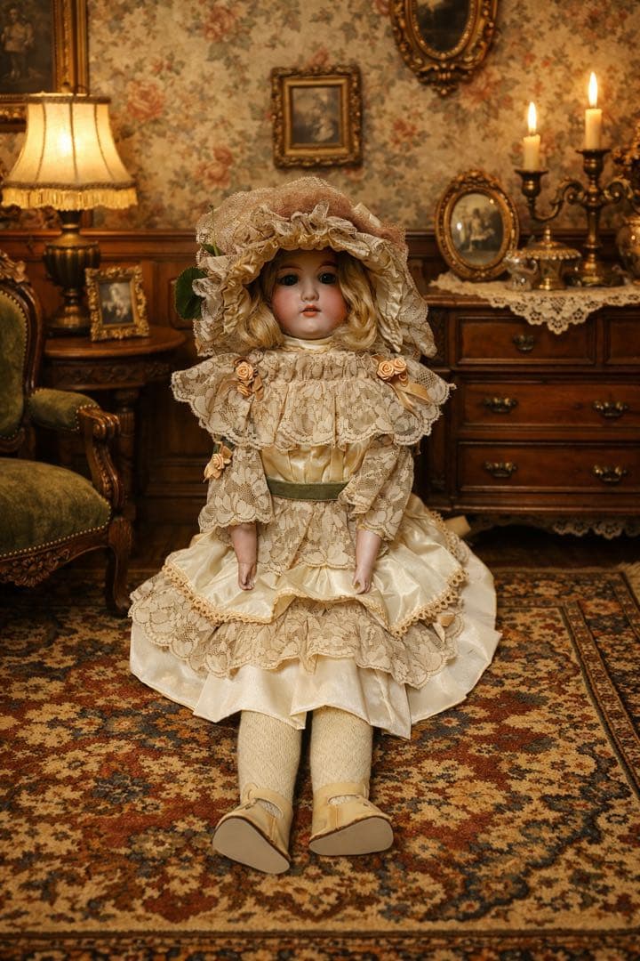 アンティーク ビスクドール Floradora フロラドラ レザーボディ