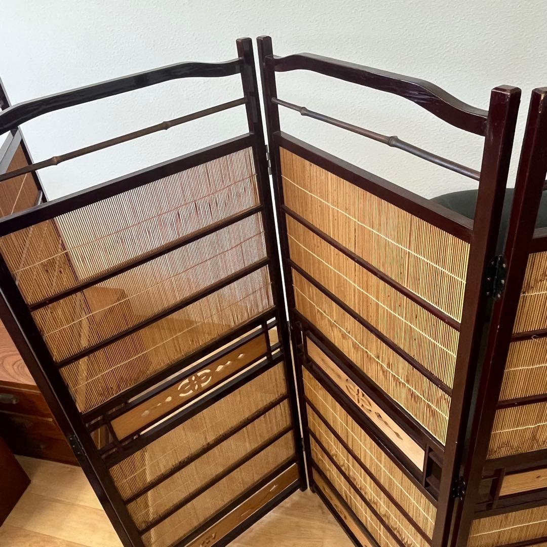 透かし彫り　簾屏風　衝立　パーテーション　間仕切り　昭和レトロ　古民家