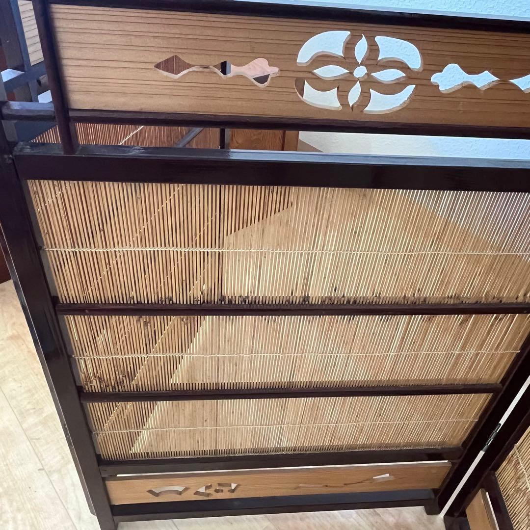 透かし彫り　簾屏風　衝立　パーテーション　間仕切り　昭和レトロ　古民家