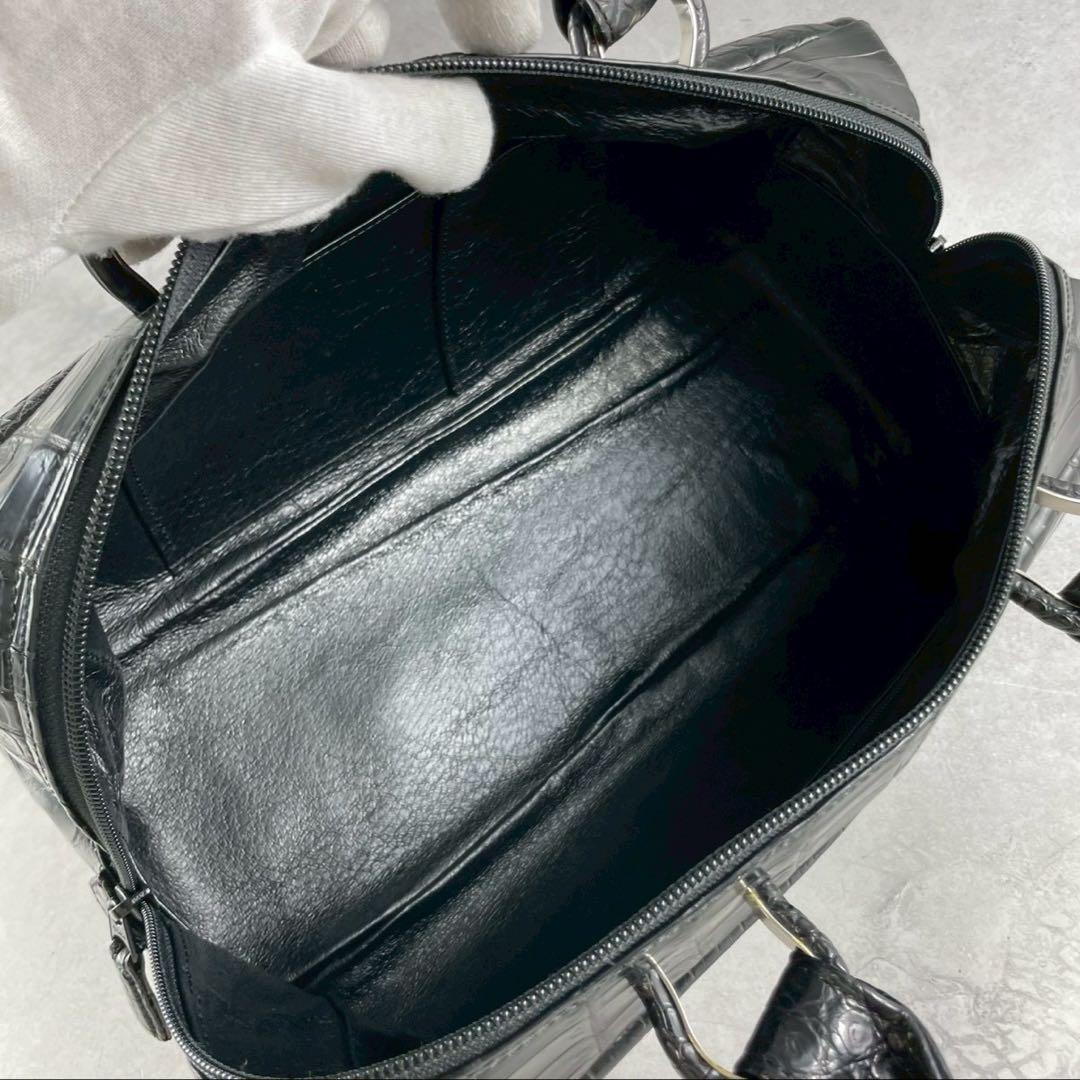 みずはらきこ様　ハンドバッグ　クロコ　型押し　トートバッグ　ブラック　レザー