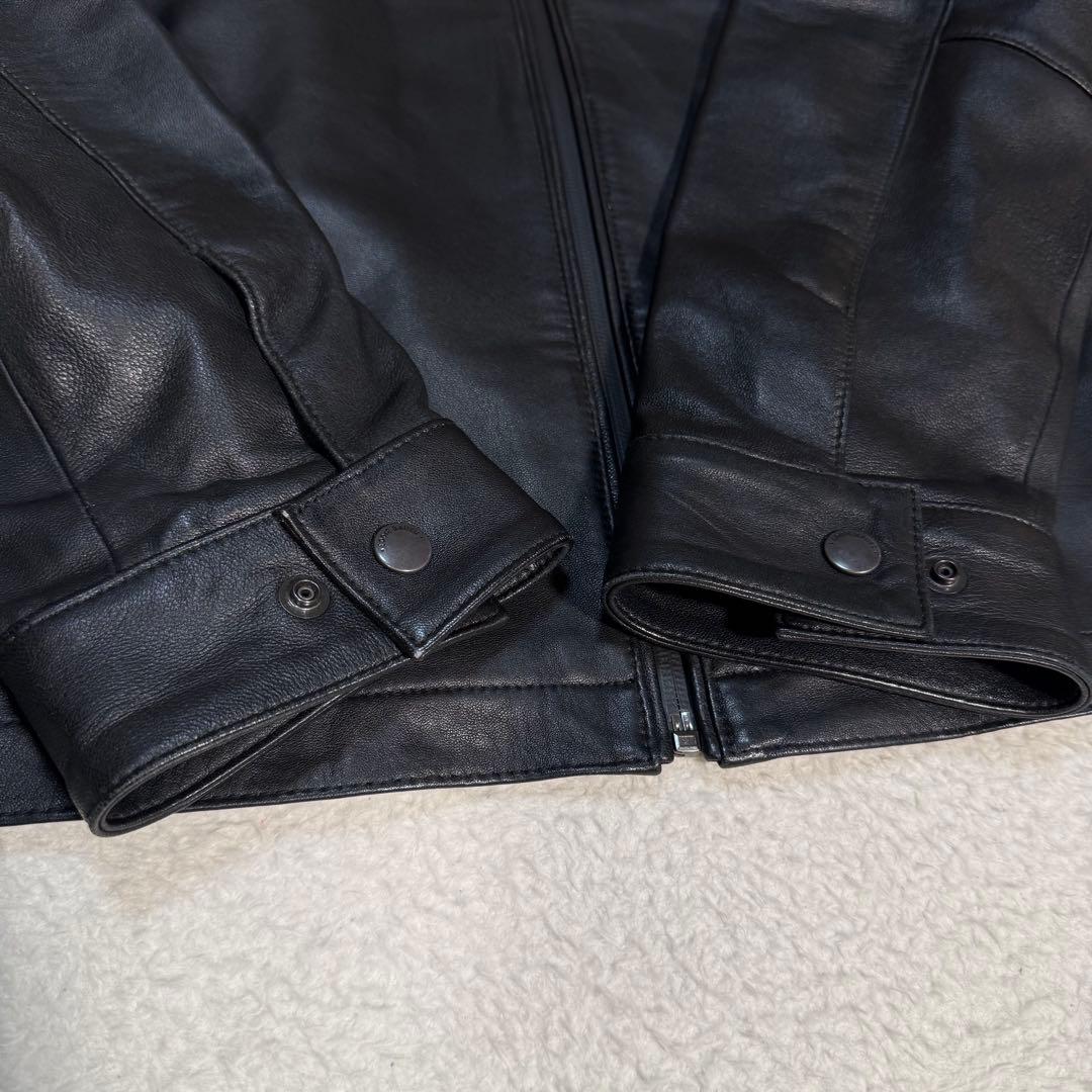 美品 XL相当 近年モデル エディバウアー レザー ライダースジャケット 羊革