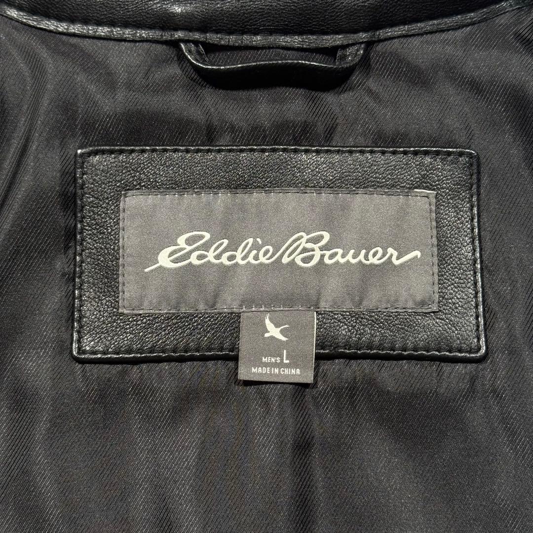 美品 XL相当 近年モデル エディバウアー レザー ライダースジャケット 羊革