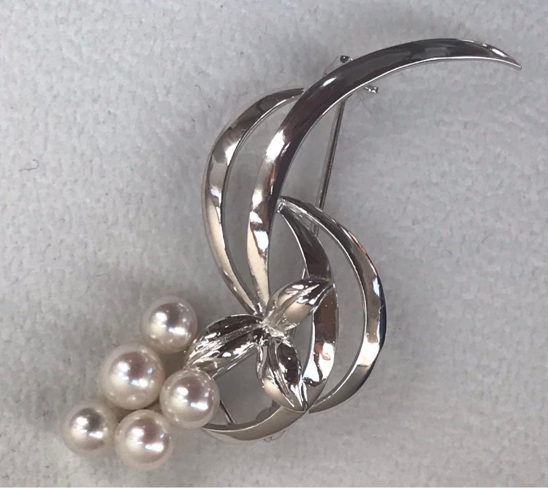 本日限り！特価！【ケース付☆】ミキモト　アコヤ　フラワー　ブローチ　SV