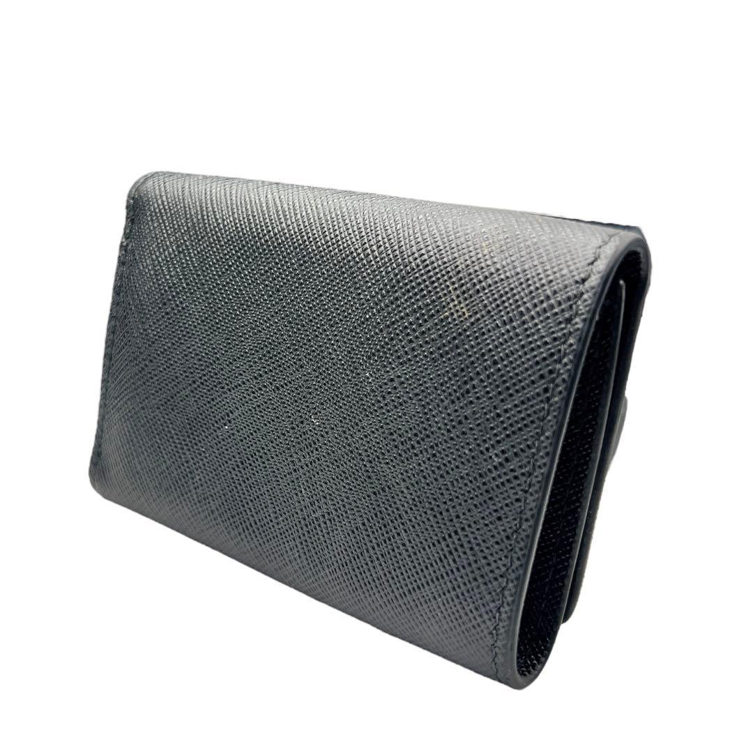 専用PRADA ミニウォレット ブラック レザー レディース 折り財布 7313