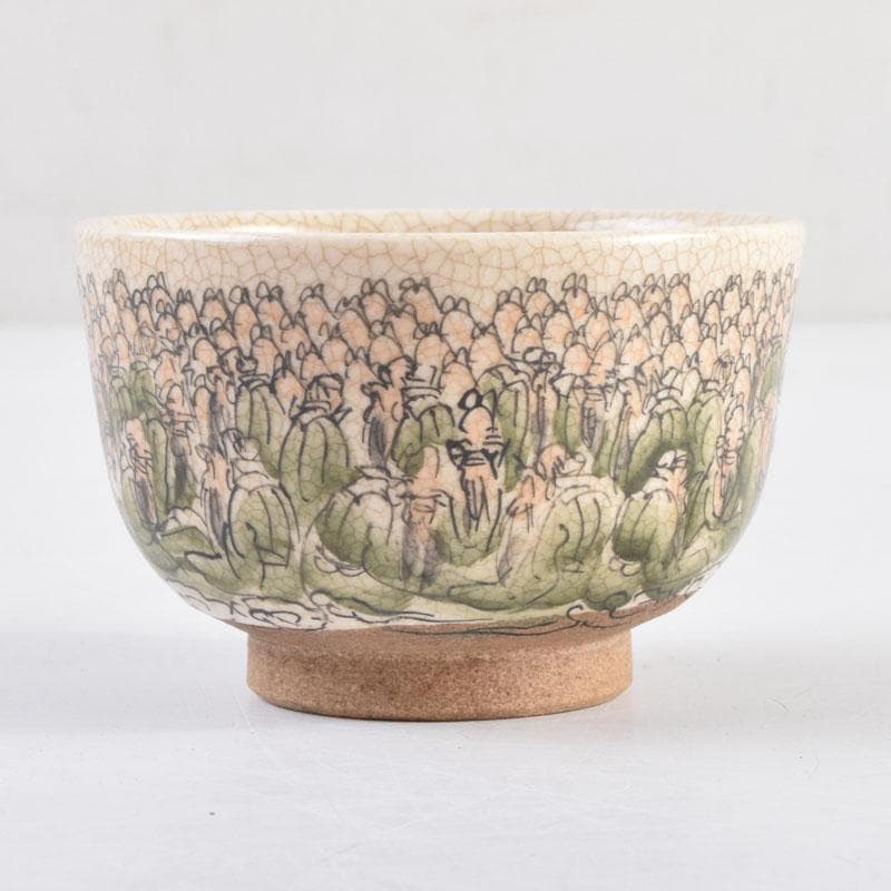 瀬戸焼　加藤晃(号晃山)作　色絵　寿千老人文　ぐい呑　盃　共箱　V　8953