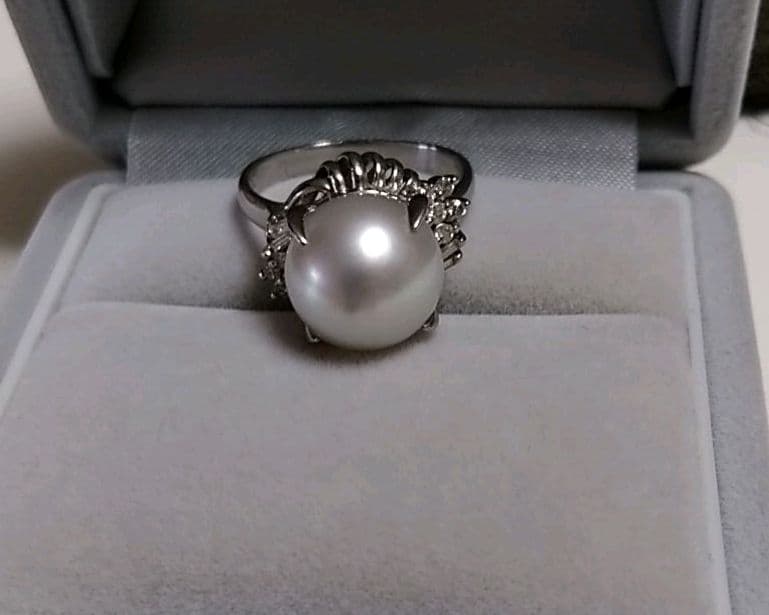 真珠　指輪　プラチナ　リング