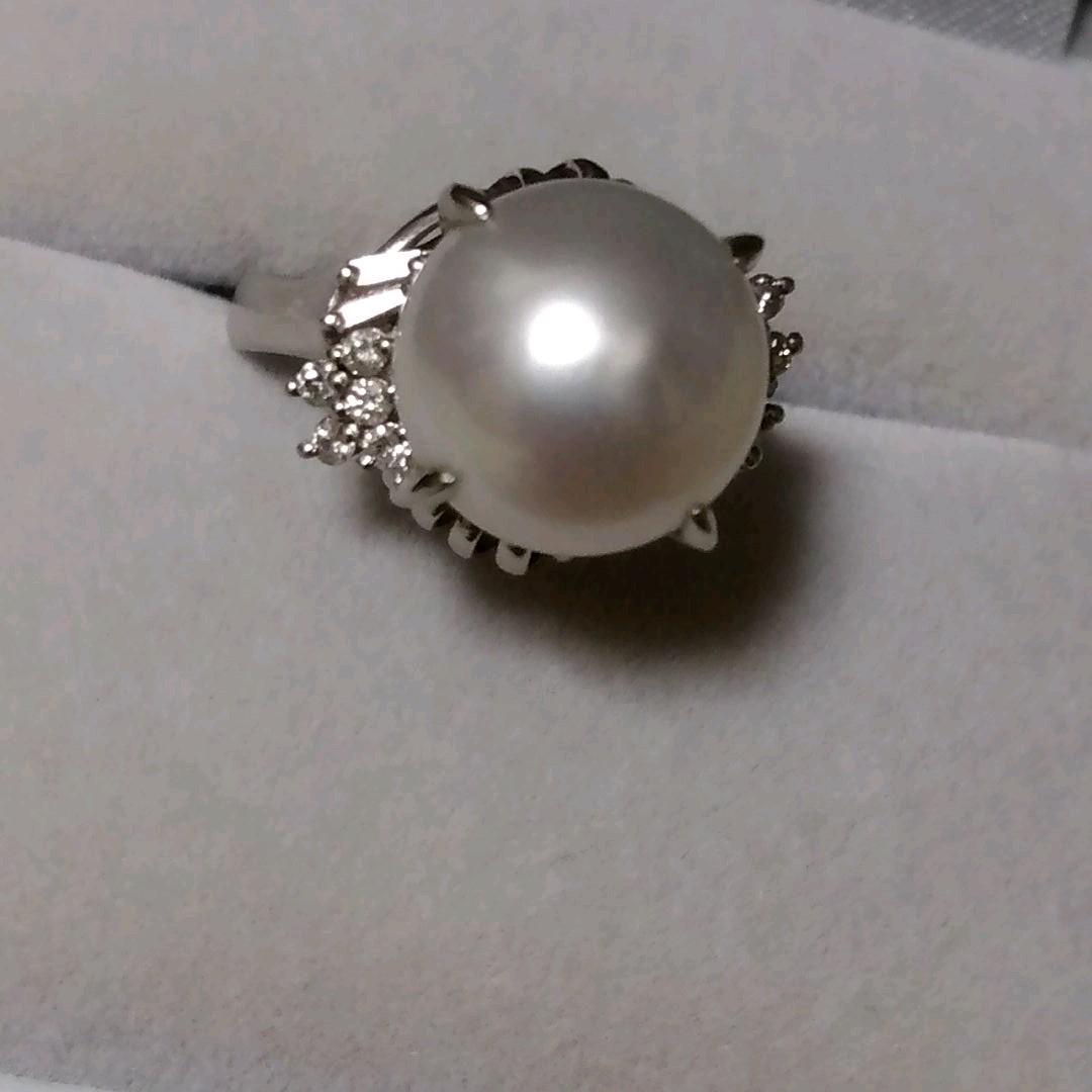 真珠　指輪　プラチナ　リング