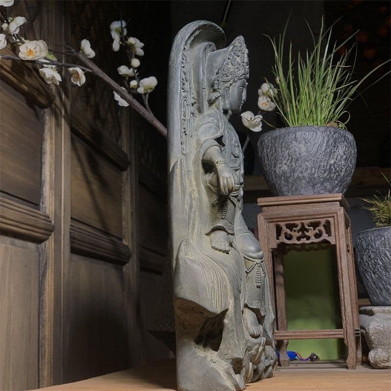 石像 石仏 紫竹自在観音 工芸品 美術品 置物