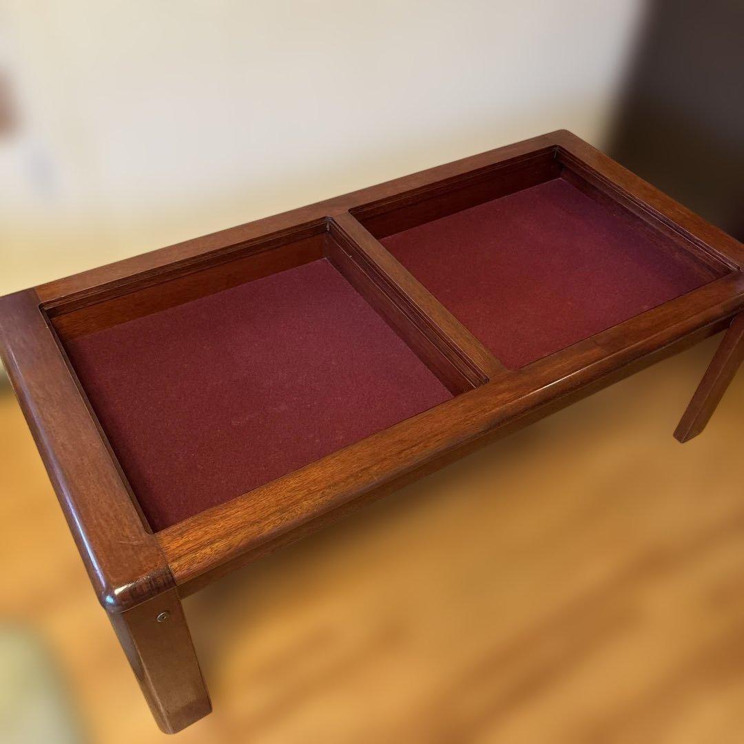 昭和レトロ！120cmローテーブル平成レトロ ガラス天板ディスプレイ コーヒー