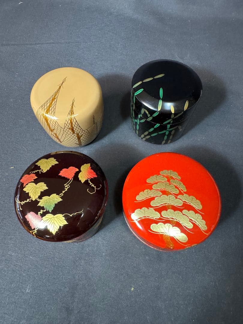 G82 送料無料　四季棗　樹芳　棗　春夏秋冬　木箱　漆芸　茶道具