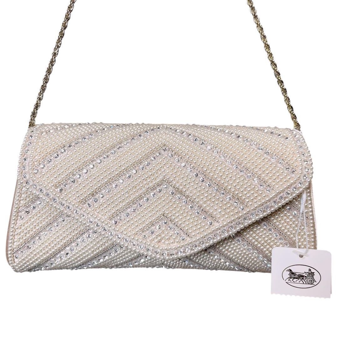 未使用品【東京イギン】フォーマル パーティー ビーズ ビジュー クラッチバッグ