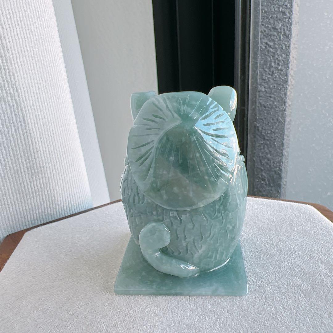 天然グアテマラ産本翡翠 タヌキ置物・オブジェ