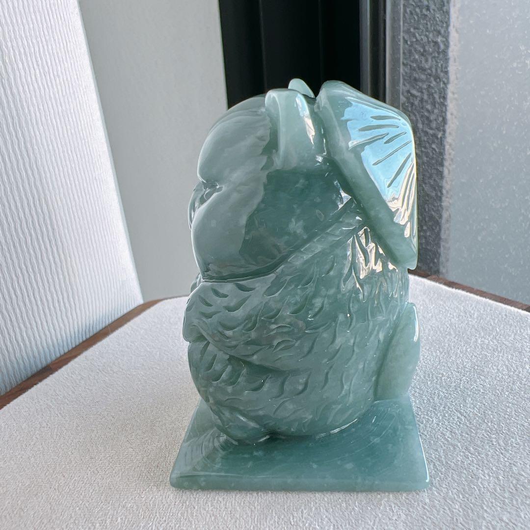 天然グアテマラ産本翡翠 タヌキ置物・オブジェ