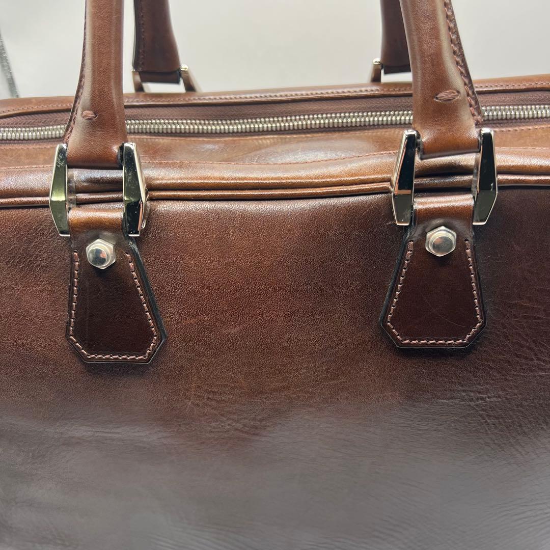 万双　双鞣和地　ダブルブリーフケース　ダークブラウン