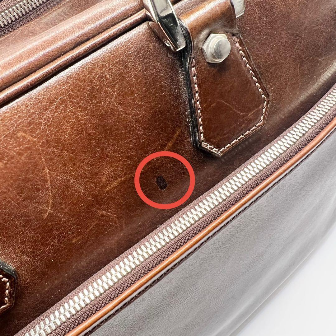 万双　双鞣和地　ダブルブリーフケース　ダークブラウン