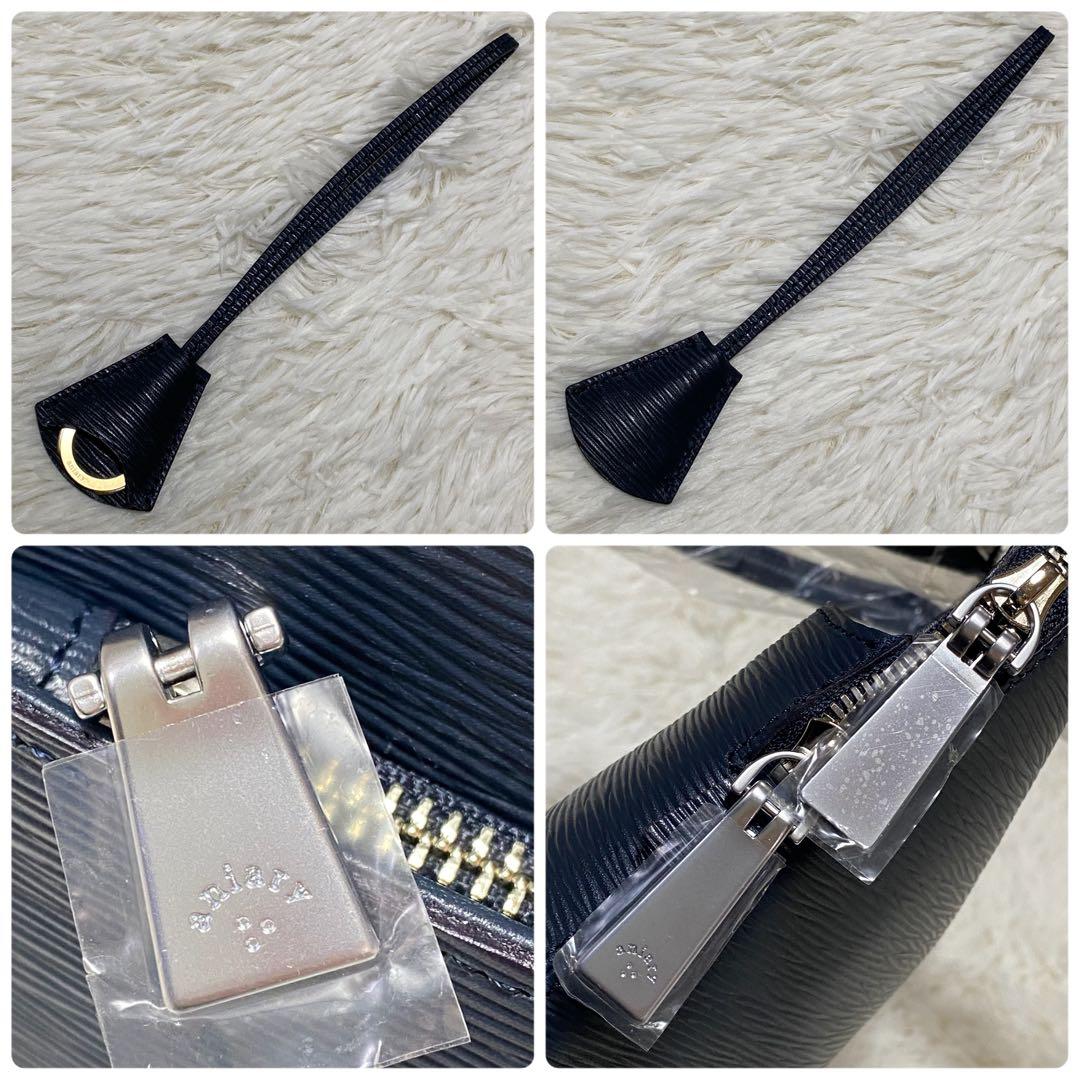 新品タグ付✨アニアリ　トートバッグブリーフケース紺レザー自立式ドーム型A4収納⭕️