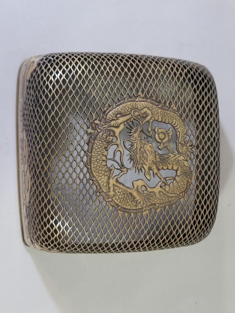 古銅 龍透かし火屋 手炙 香炉 時代物 DT624