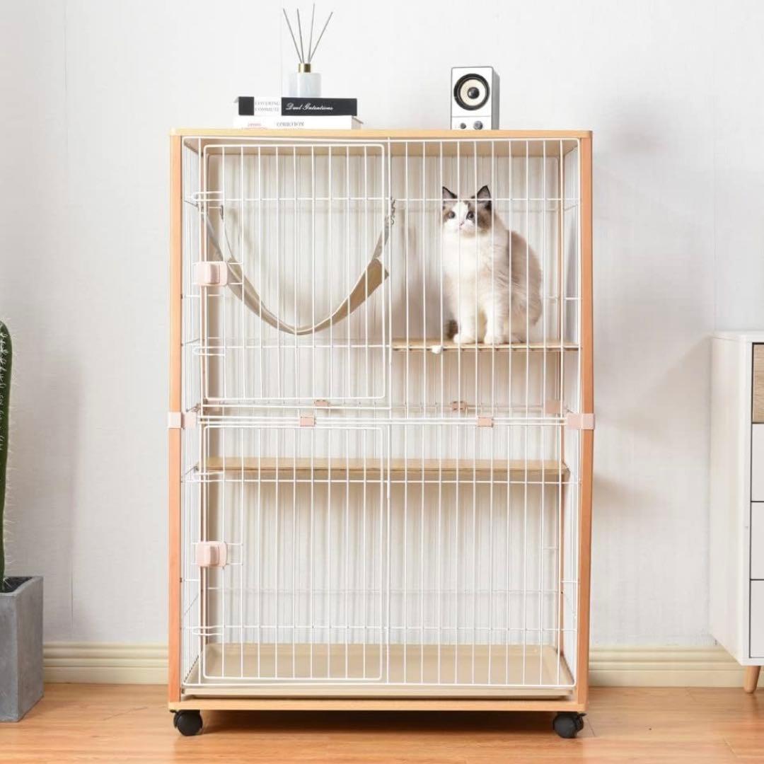 木製キャットケージ2段