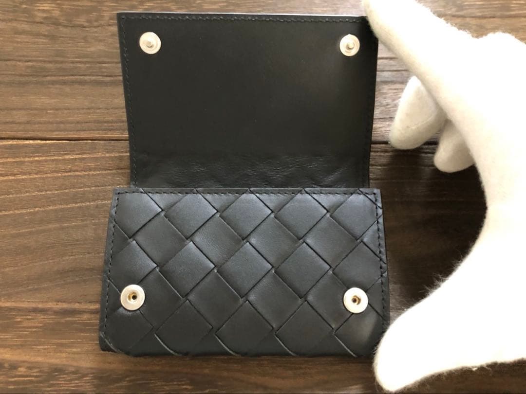 【現行新品】ボッテガヴェネタ　キーケース　イントレチャート　ブラック　キーリング