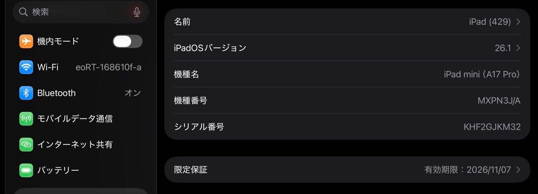 iPad mini 7シルバー + ブラックカバー