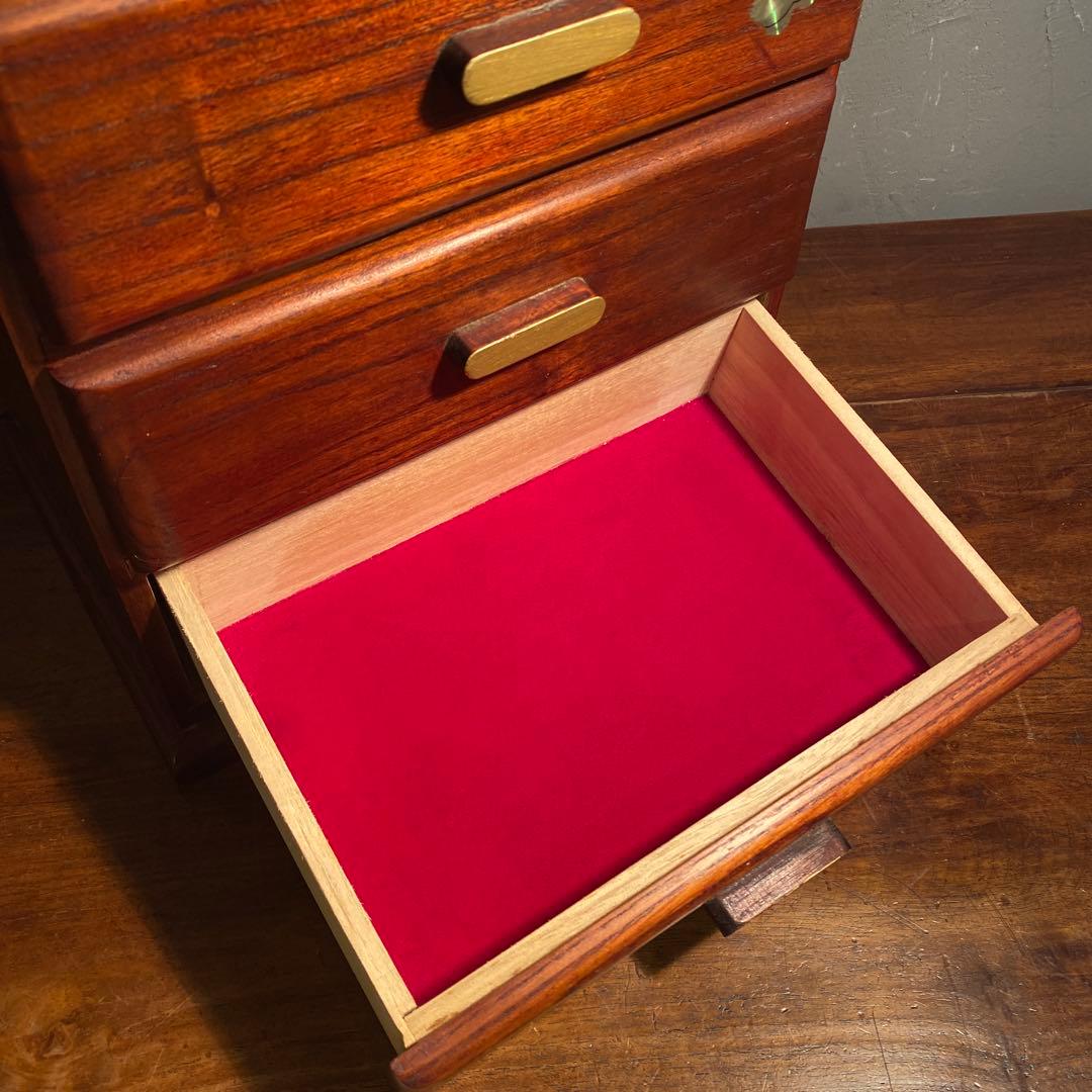 昭和レトロ 三段小引き出し 螺鈿細工 古家具 インテリア 収納 木製