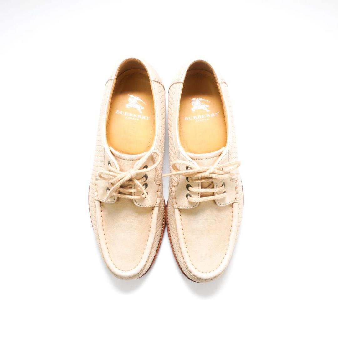 美品 バーバリー 25.0 編込スエードシューズ ベージュ/ED34