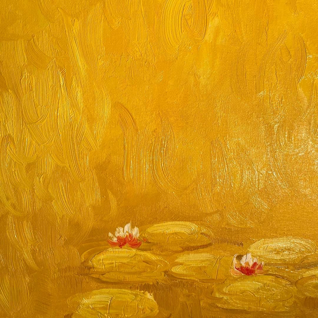 ★秀作★手描き油絵 クロード・モネ 睡蓮 額付 肉筆絵画 インテリア 油彩画