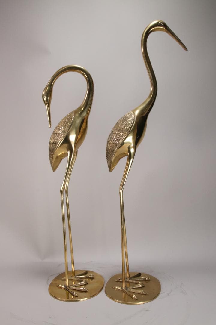 EE004 仏具　真鍮製　鶴型　置物　一対　神社仏閣
