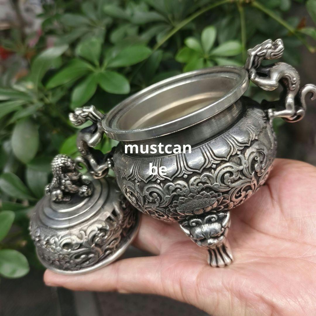 銅器 香炉 三足薫炉 獅蓋双獣耳香炉 仏堂を供えます炉 香道具 工芸品 置物