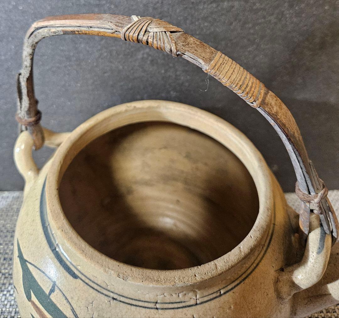 【時代古作品❗】益子焼　皆川マス 絵付け 色絵　山水図　土瓶　急須　益子民芸