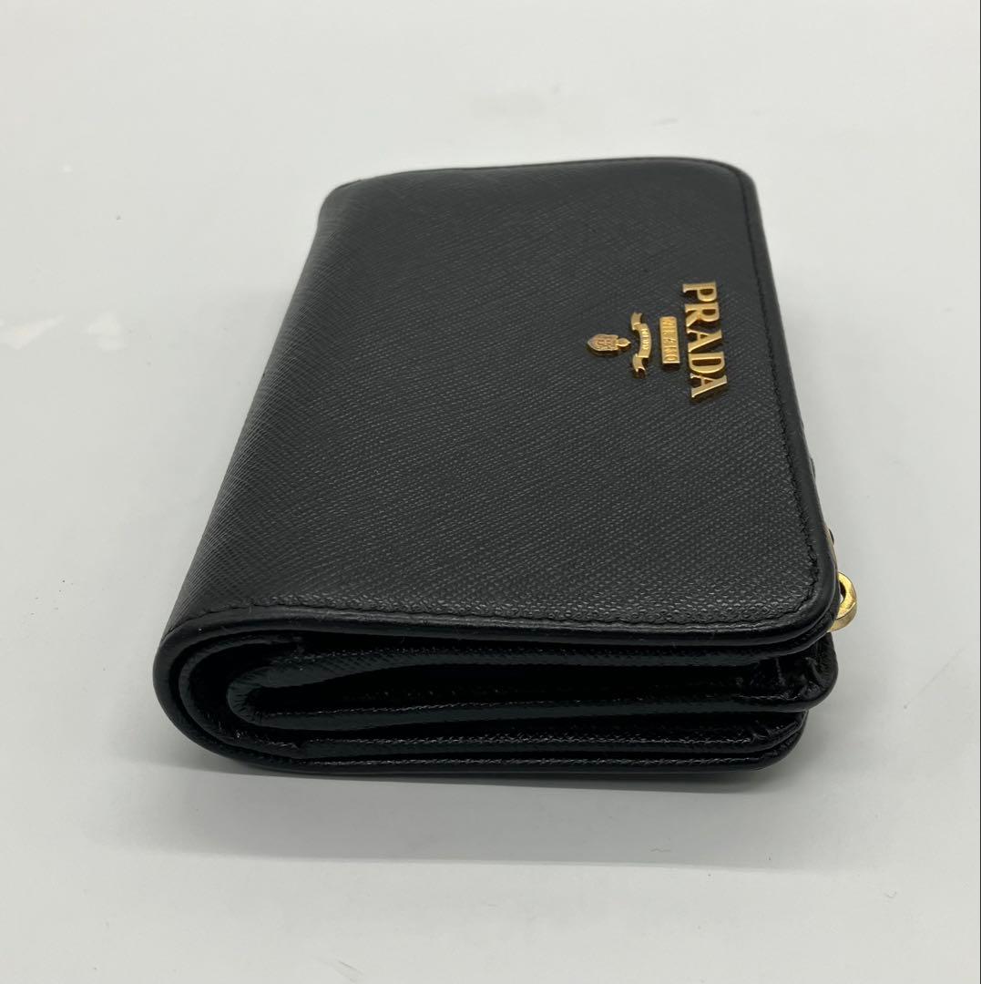 ⭐️ 美品 プラダ サフィアーノ メタル 二つ折り財布 ブラック 鑑定済