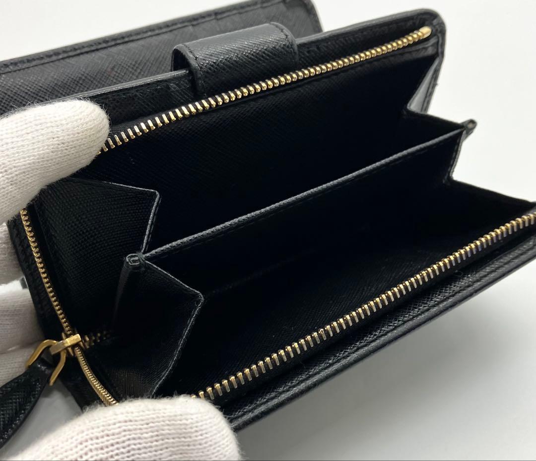 ⭐️ 美品 プラダ サフィアーノ メタル 二つ折り財布 ブラック 鑑定済