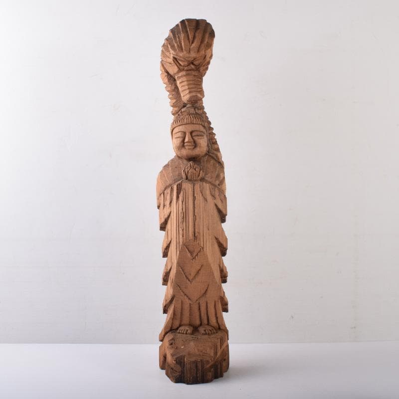 仏教美術　利秀作　木彫　神獣観音像　仏像　置物　8225