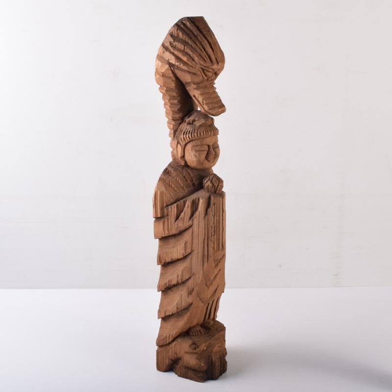 仏教美術　利秀作　木彫　神獣観音像　仏像　置物　8225