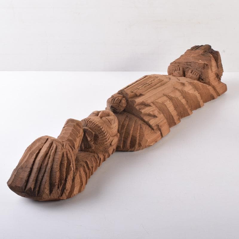 仏教美術　利秀作　木彫　神獣観音像　仏像　置物　8225