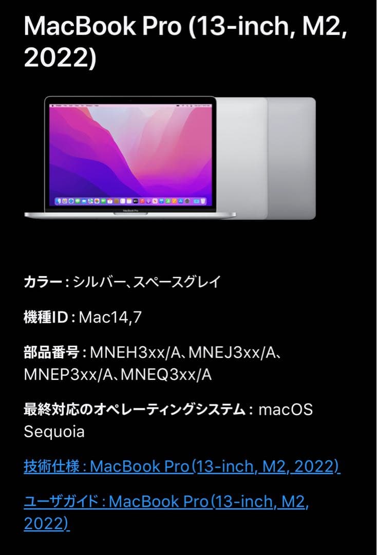 MacBook本体 MacBook Pro (13-inch, M2, 2022)