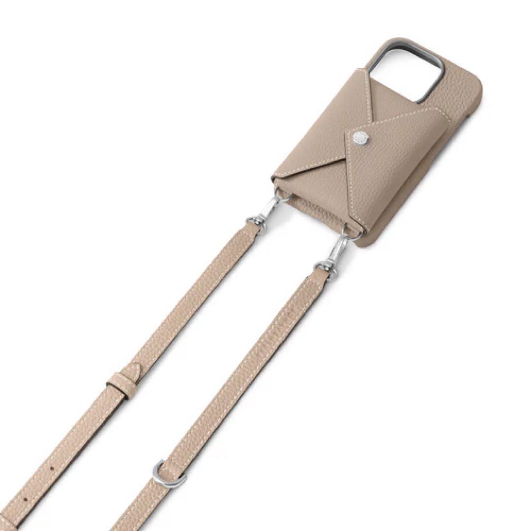 美品 ボナベンチュラ iPhone17Pro ケース グレージュ カードケース