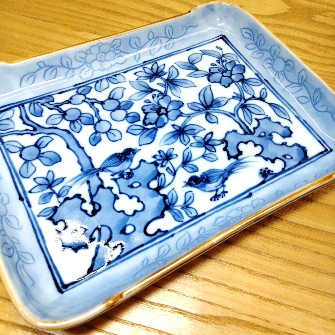 ☆ 加藤利昌 清水焼 染付角皿