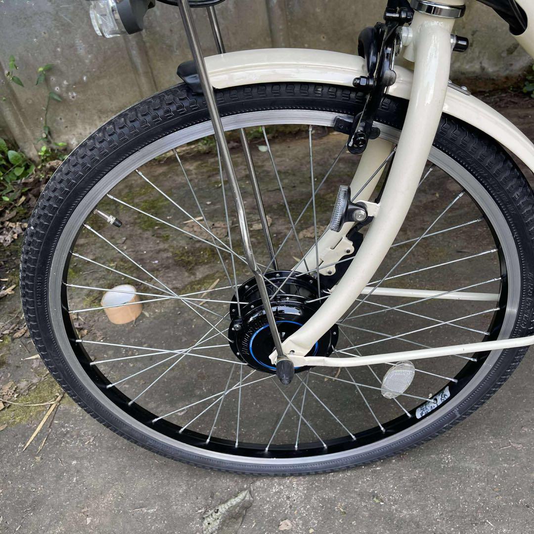 クリーム色 電動アシスト自転車 26インチ